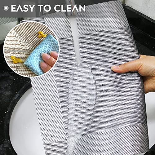 Woven Vinyl Placemats Set of 6, Heat Resistant & Washable B471