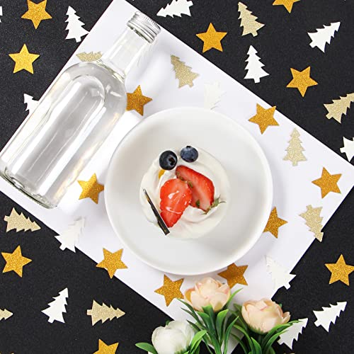 White-Gold Christmas Tree Star Confetti 300pcs Party Decoration N454