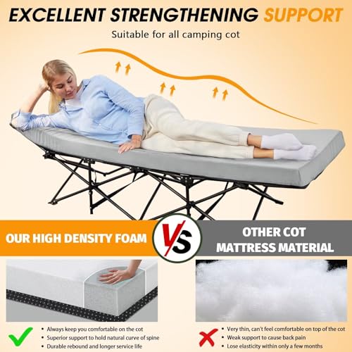 CYMULA Camping Cot Mattress 2in Memory Foam Sleeping Pad for Adults, Portable Roll Up Travel Pad R569502