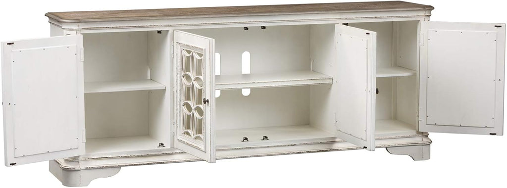 Liberty Furniture Magnolia Manor 84" TV Console, Antique White D3337