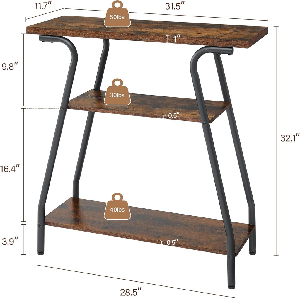 Narrow Console Table 3 Tier Entryway Table with Storage Shelves Industrial Farmhouse Sofa Table Q853033