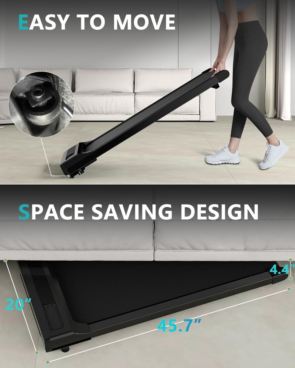 Walking Pad Under Desk Treadmill with Remote Control, 2 in 1 for Walking and Jogging Q332