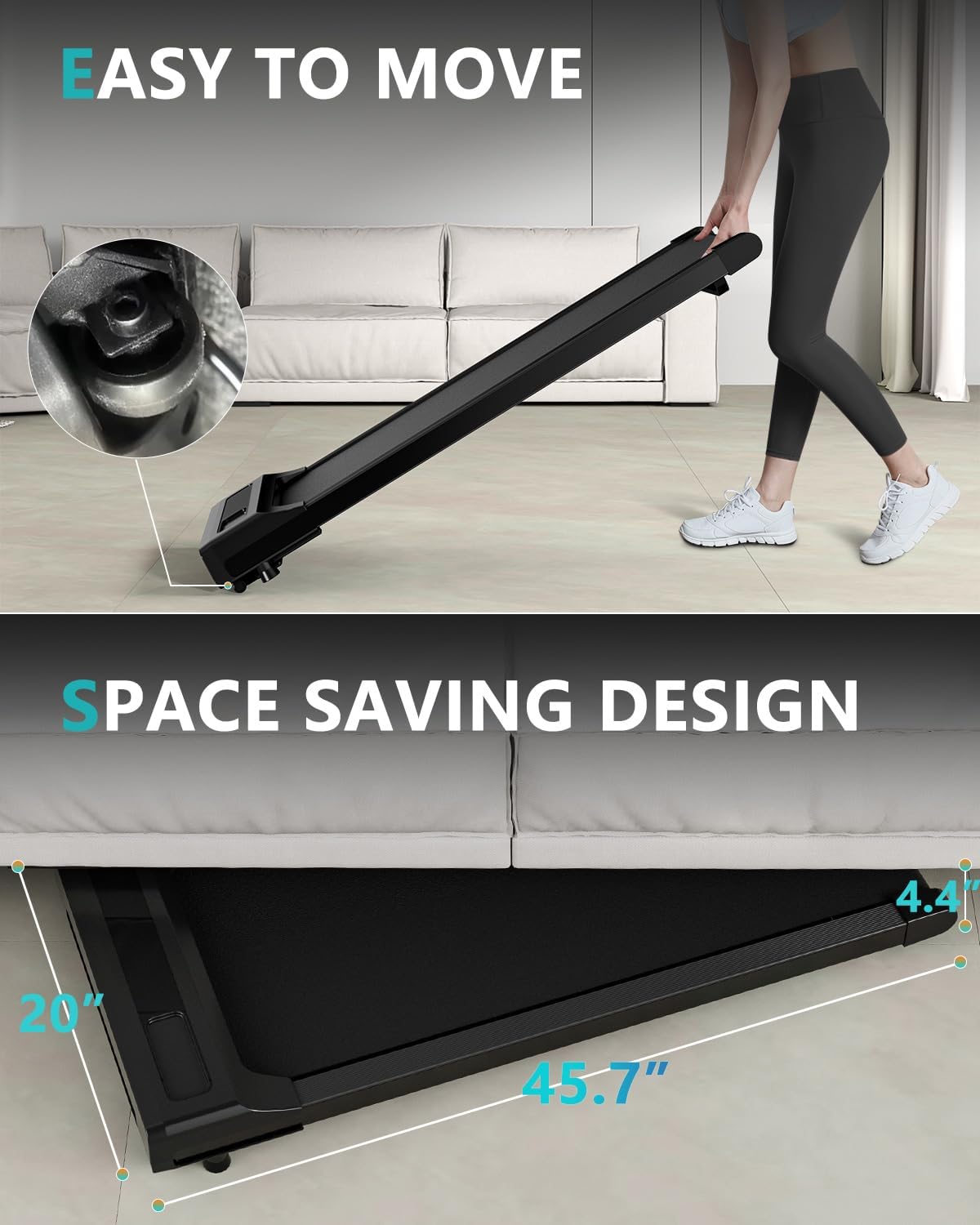 Walking Pad Under Desk Treadmill with Remote Control, 2 in 1 for Walking and Jogging Q332