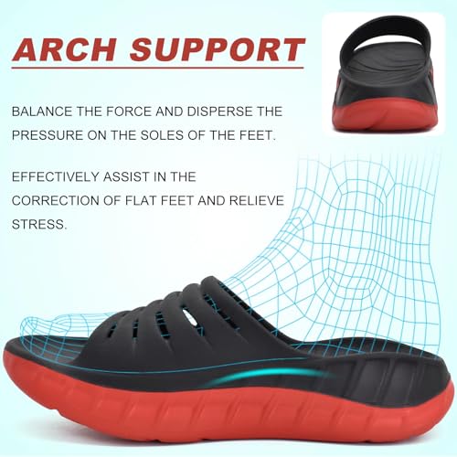 KuaiLu Men's Recovery Sandals Orthotic Cushion Open Toe Sport Slides D332788