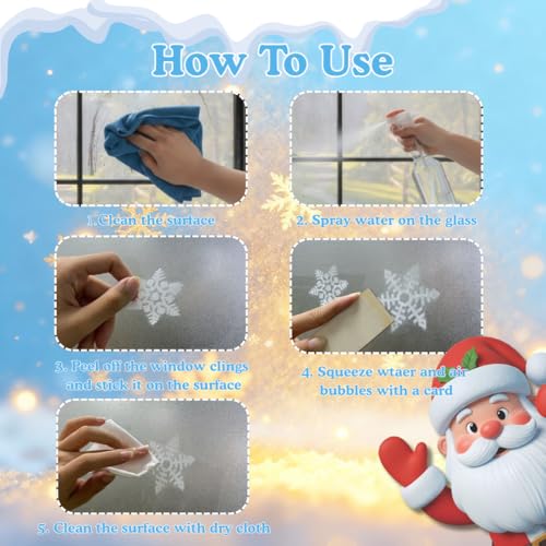 226 PCS Snowflake Window Clings, Reusable Winter Window Decals for Holiday Decor M46237