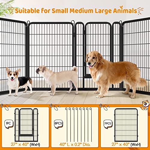 Yaheetech Dog Playpen Outdoor 40 Inch 8 Panels Metal Pet Fence I4784