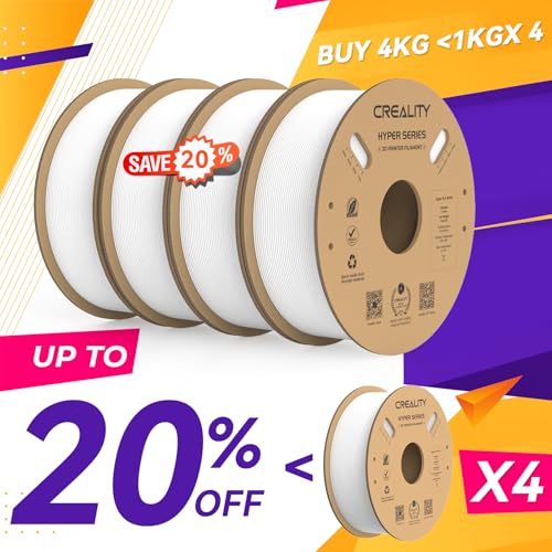 Creality Hyper PLA Filament 1.75mm High Speed 3D Printer Filament, 4 Pack 1kg Spool, Black & White K3786