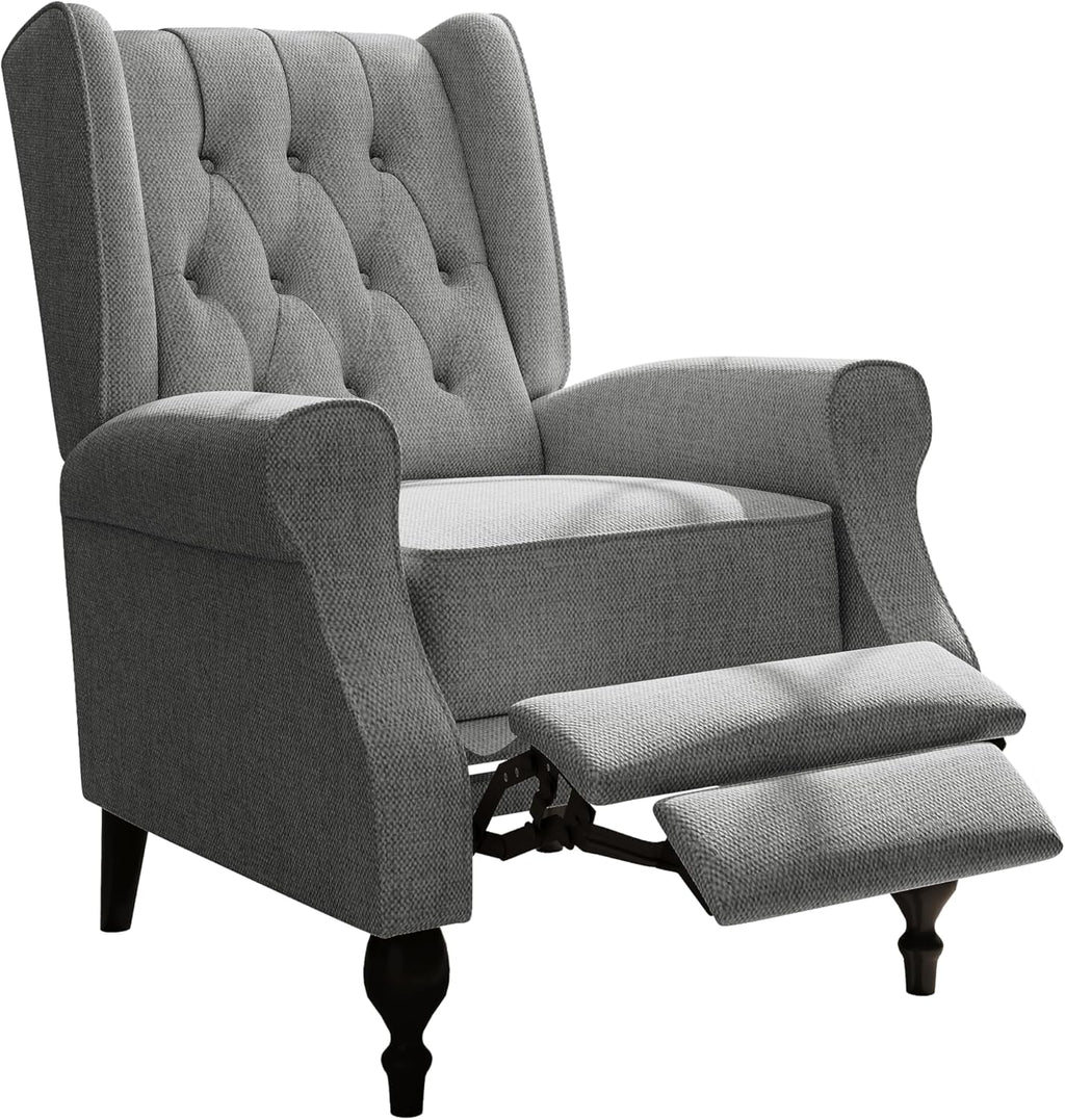 High Back Wingback Recliner Chair for Living Room, Tufted Upholstered Armchair, Dark Gray I355338