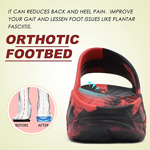 KuaiLu Men's Recovery Sandals Orthotic Cushion Open Toe Sport Slides D332788