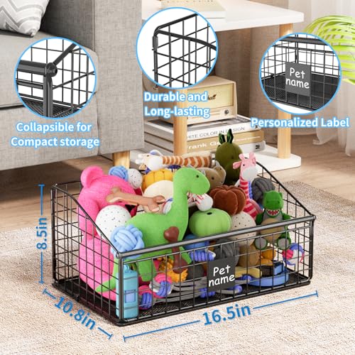 Dog Toy Storage Basket, Metal Toy Box for Dogs, Black D40281
