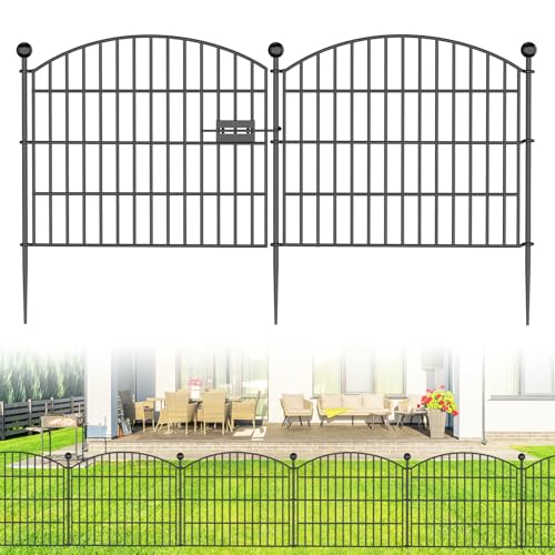 10 Panels No Dig Decorative Garden Fence, Rustproof Metal Dog Fence for Yard U518