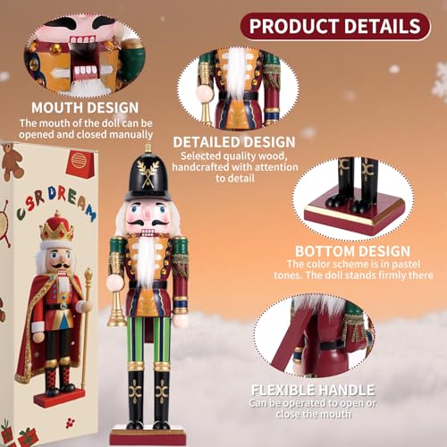 11.8 Inch Wooden Nutcracker Christmas Decor T403