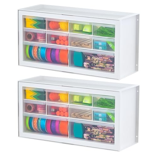 IRIS USA Plastic Drawer Storage Organizer, 24-Drawer Cabinet, White L6685