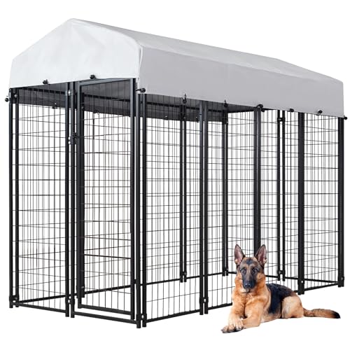 Large Outdoor Dog Kennel with Roof Cover Heavy Duty Welded Wire Steel Dog Pen B5629