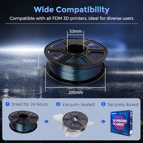 FLASHFORGE PLA Filament 1.75mm Burnt Titanium, Color Changeable 3D Printer Filament 1kg T433110
