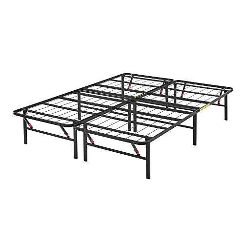 Amazon Basics Bed Frame with Storage, Foldable Metal Platform, Sturdy Steel, No Box Spring Needed, 14 inches High, Tool-Free Setup, Full Size, Black