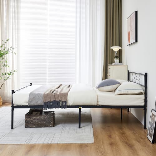 VECELO Full Size Metal Platform Bed Frame with Headboard Y375294
