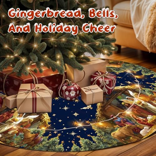 Christmas Tree Skirt 36 Inch with Snowman Reindeer Santa Snowflake L183244