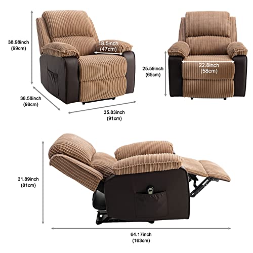 CALABASH Power Recliner Chair for Adults, Adjustable Flannel Fabric, Brown U474