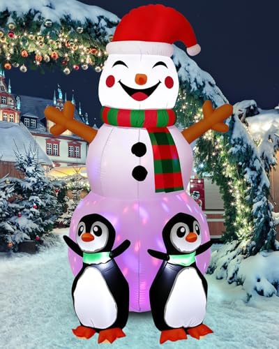 Christmas Inflatable Snowman with Penguin Yard Decoration with LED Lights K4000