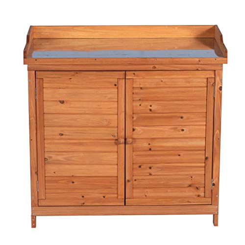 Outdoor Wooden Storage Cabinet with Potting Bench, Natural F921