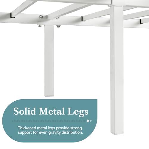 HOOMIC Canopy Bed Frame Full Size White, No Box Spring Needed K1114