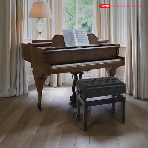 Adjustable Height Piano Bench with Storage, PU Leather Cushion, Brown X33267