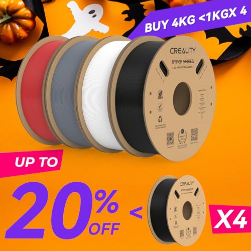 Creality Hyper PLA Filament 1.75mm High Speed 3D Printer Filament, 4 Pack 1kg Spool, Black & White K3786