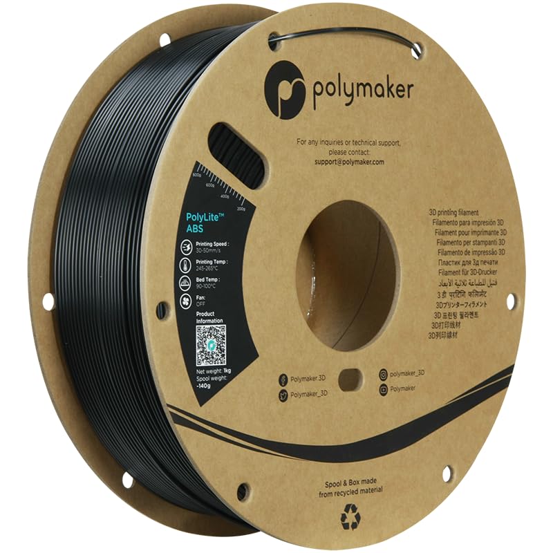 Polymaker PolyLite ABS Filament 1.75mm Black, 1kg F638424