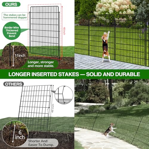 10 Panels Garden Fencing Animal Barrier, 33in x 24ft Rustproof Dog Fence W482439