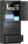 70.1" H Metal File Cabinets,File Cabinet with Lock and Adjust Shelves,3 Drawers Office Storage Cabinet with Lock for Letter/Legal/F4/A4 Size Files,Black,Assembly Required.
