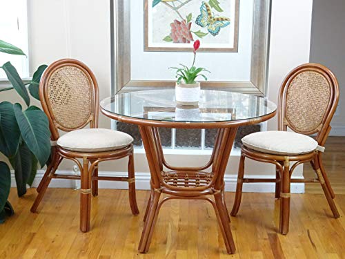 Set of 2 Denver Dining Wicker Side Chairs with Cream Cushion M137