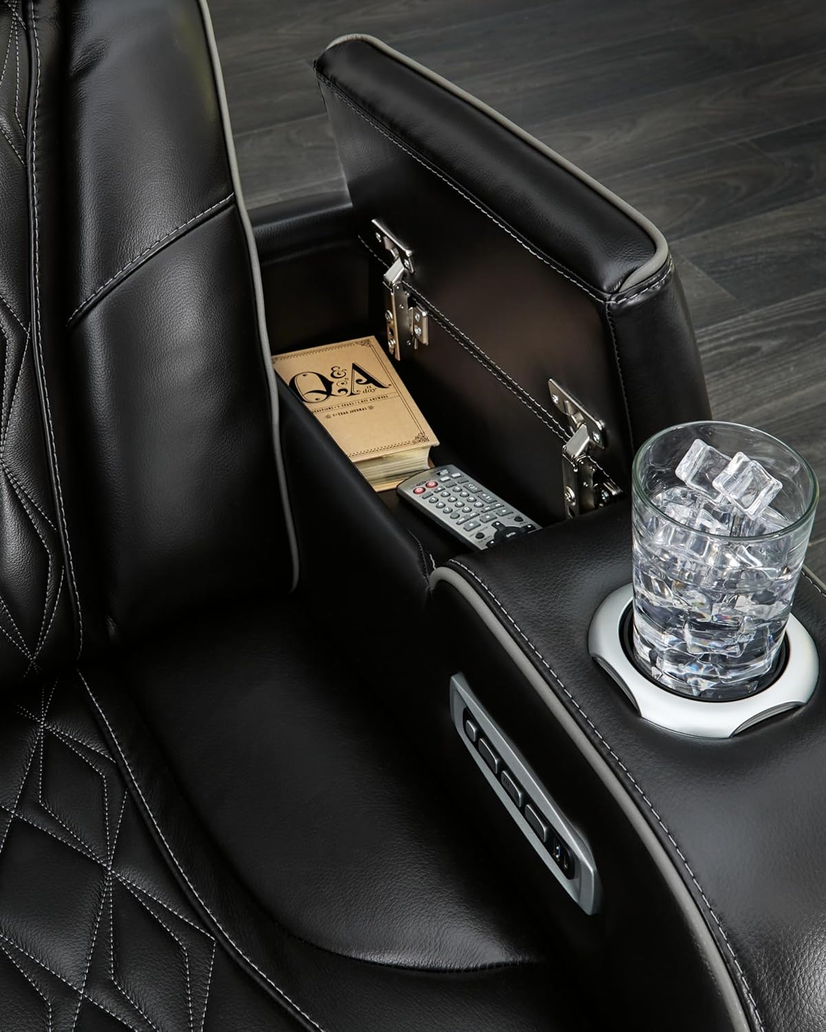 Signature Design by Ashley Boyington Power Reclining Loveseat with Console, Black V70876