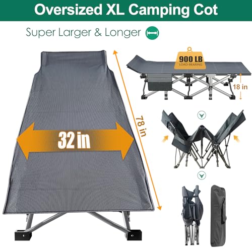 LILYPELLE Folding Camping Cot, Extra Wide Heavy Duty with Carry Bag Z15817