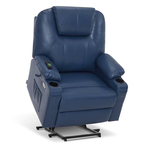 MCombo Power Lift Recliner Chair for Elderly with Heat and Massage, Faux Leather, Black V60394