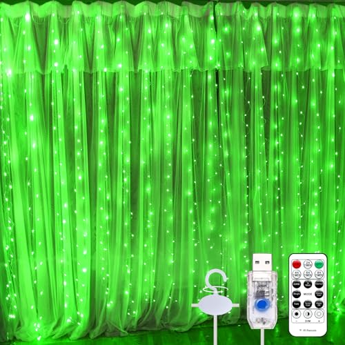 600LED Curtain Lights for Bedroom, Warm White, 8 Modes Y367582