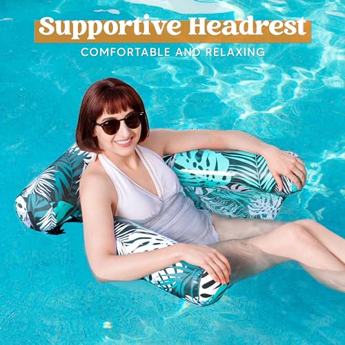 Sloosh Inflatable Pool Lounge Chair for Adults, Plant Pattern T481