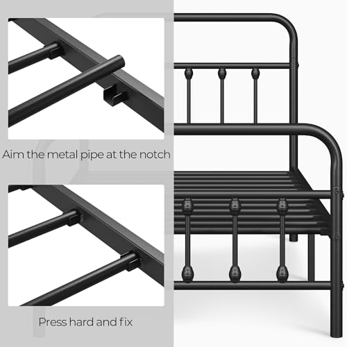 Yaheetech Classic Metal Platform Bed Frame with Victorian Headboard, Full Size Black T81083