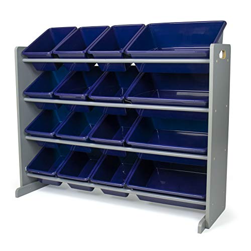 Humble Crew Supersized Toy Storage Organizer with 16 Removable Bins, Grey/White D772791