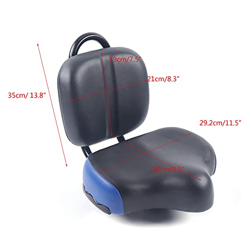 Backrest Saddle Bike Seat with Back Support, Faux Leather, Universal Fit V598931