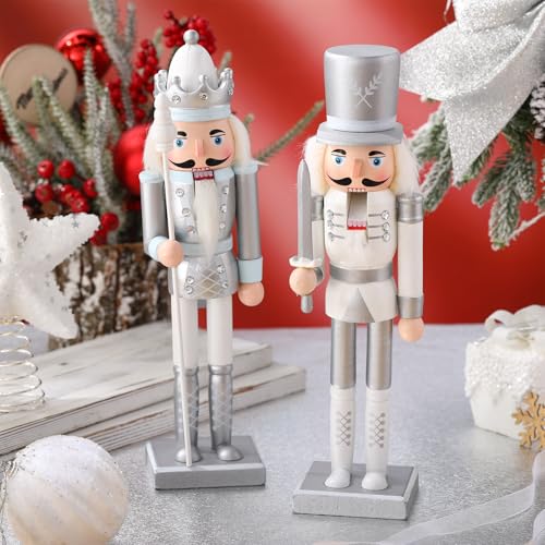 Huwena 2Pcs Christmas Nutcracker Soldier Wooden Figure Decor 12'' Z474