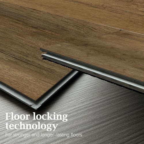 Interlocking Luxury Vinyl Flooring Wood-Look Planks SPC Rigid Core Waterproof Hickory Q852539
