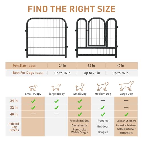 Metal Dog Playpen 40 Inch Height 16 Panels Indoor Outdoor Black-Silver W932257