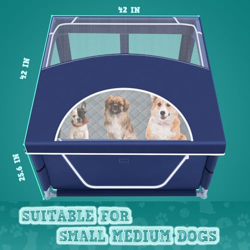 42x42x25.6 Inches Puppy Playpen with Gate for Small Dogs Indoor & Outdoor G192