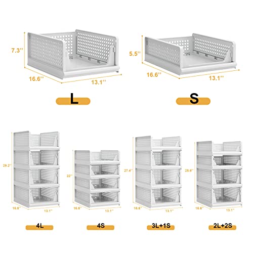Stackable Plastic Storage Basket Closet Organizer Bin N733470