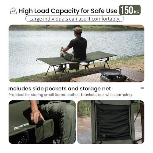 OneTigris SUPRANUBIS Camping Cot, Height Adjustable, Portable Folding Bed R56991