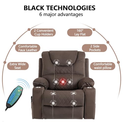Power Lift Chair Recliner with Massage and Heat for Adults, Dual Motor H2507