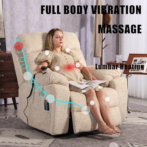 Power Lift Chair Recliner with Massage and Heat for Adults, Dual Motor H2507