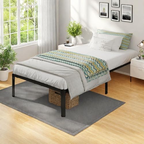 Full Size Metal Platform Bed Frame with Headboard, Black U138819