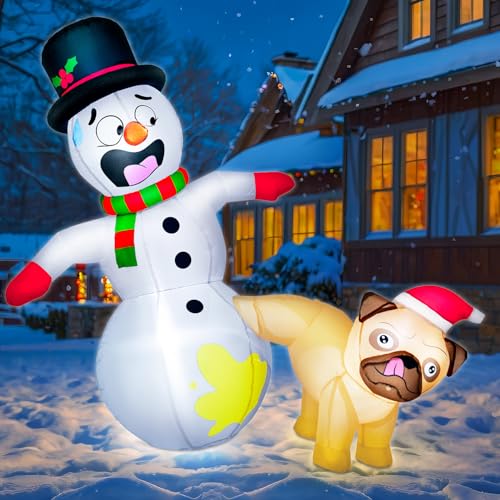 12FT Giant Christmas Inflatables Snowman with Music & 360° Rotation LED Lights Outdoor Decor Z588